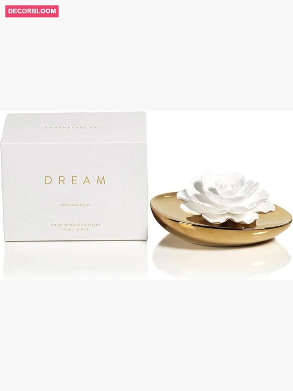 Porcelain Apothecary Diffuser with Moroccan Peony Oil, 7x5.5x3 inches
